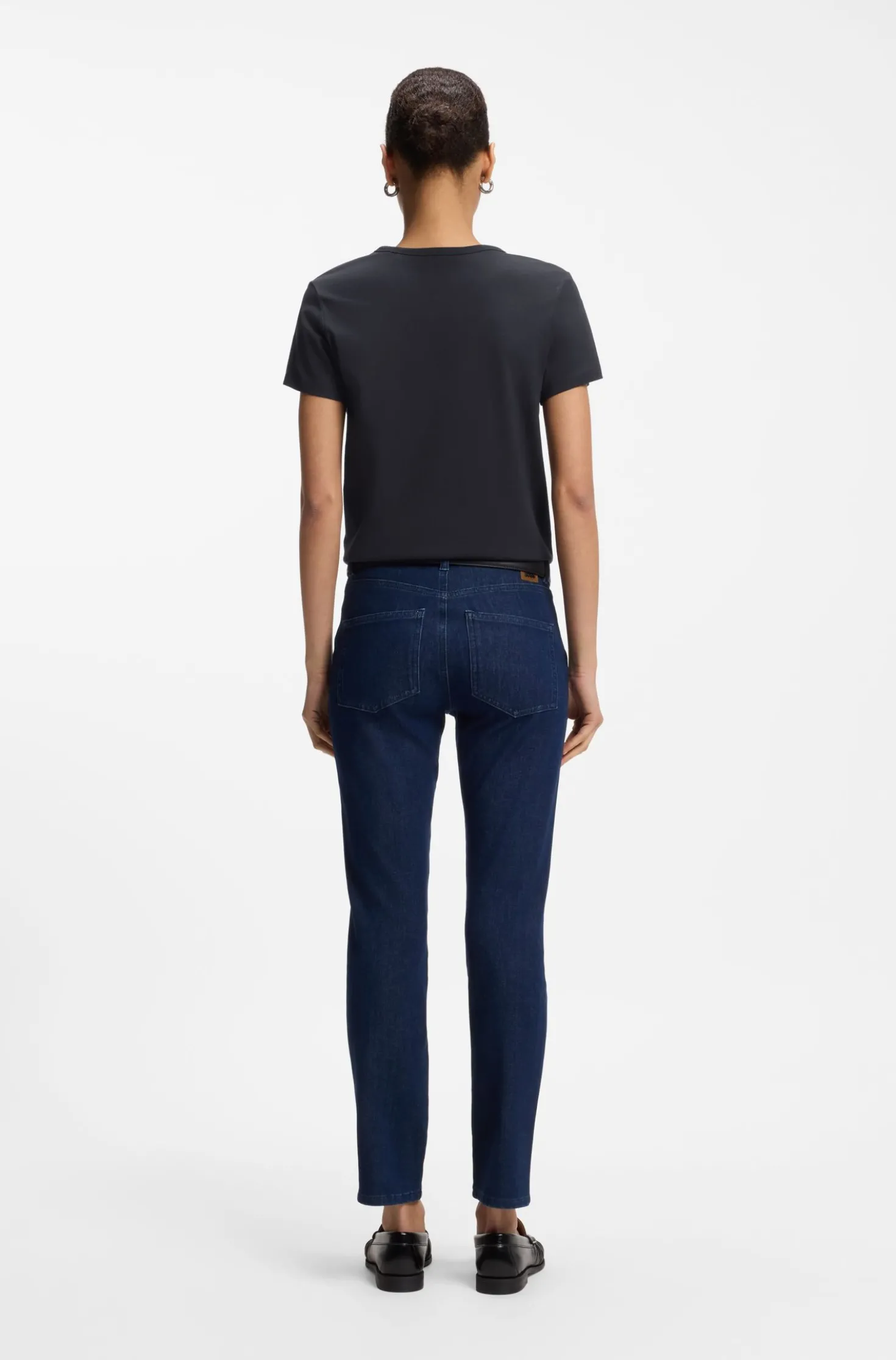 Slim-fit T-shirt in cotton-silk blend with embroidered logo