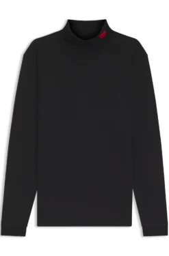 Slim-fit T-shirt in cotton with logo mock neckline