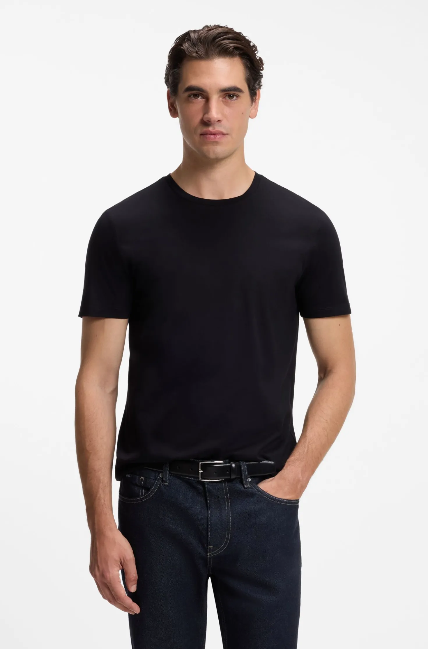 Slim-fit T-shirt in mercerised cotton