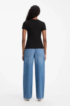 Slim-fit T-shirt in ribbed stretch cotton with logo