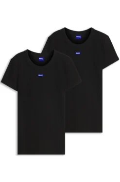 Slim-fit T-shirt in ribbed stretch cotton with logo