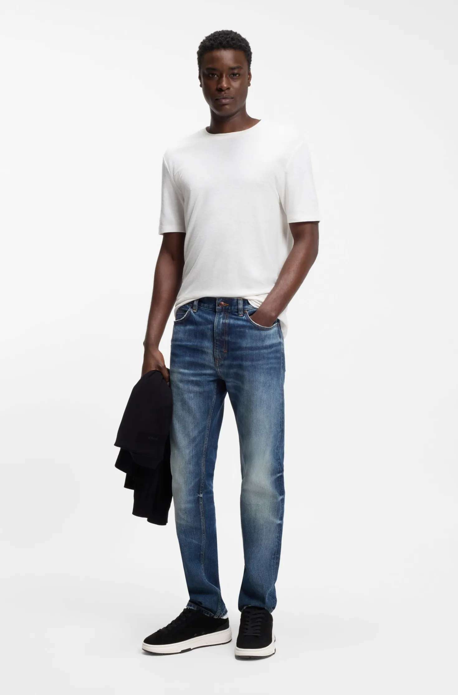 Slim-fit T-shirt in slub interlock