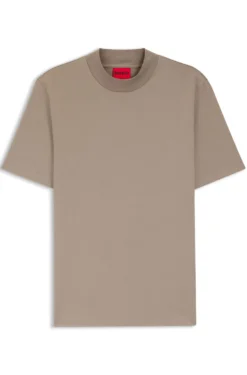 Slim-fit T-shirt in stretch cotton with stand collar