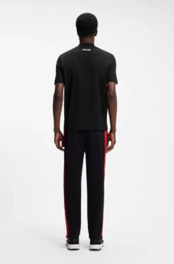Slim-fit T-shirt in stretch cotton with stand collar