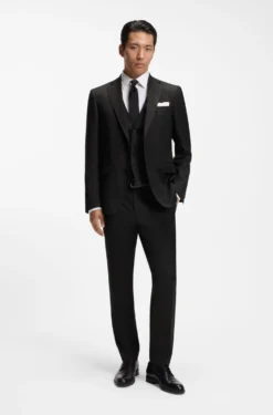 Slim-fit waistcoat in virgin-wool serge