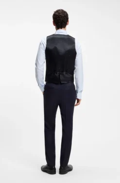 Slim-fit waistcoat in virgin-wool serge