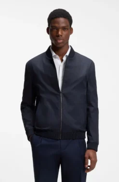 Slim-fit zip-up jacket in stretch-cotton twill