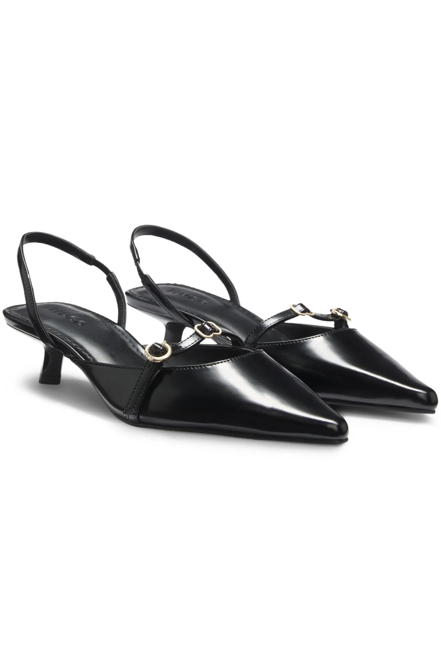 Slingback mules in brush-off leather