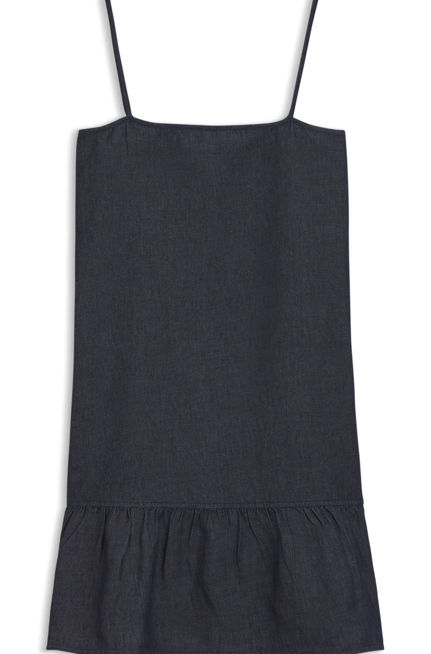 Spaghetti-strap dress in cotton-blend denim
