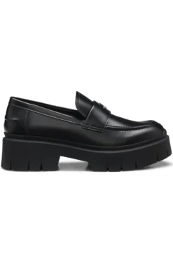 Stacked-logo loafers in faux leather