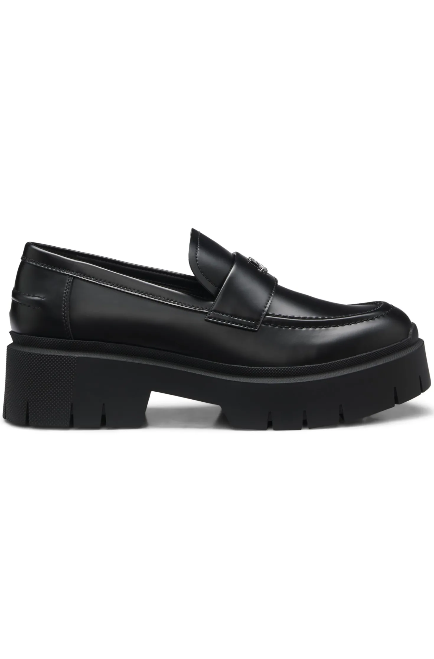 Stacked-logo loafers in faux leather