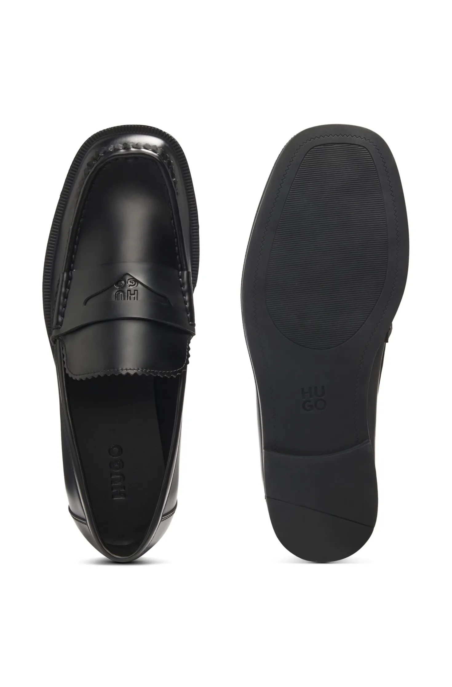 Stacked-logo loafers in faux leather