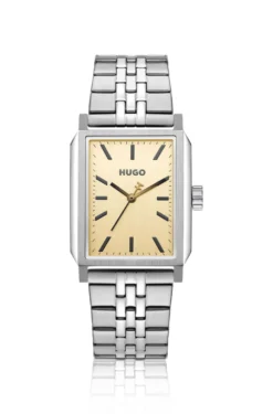 #Steeze rectangular watch with gold-tone dial