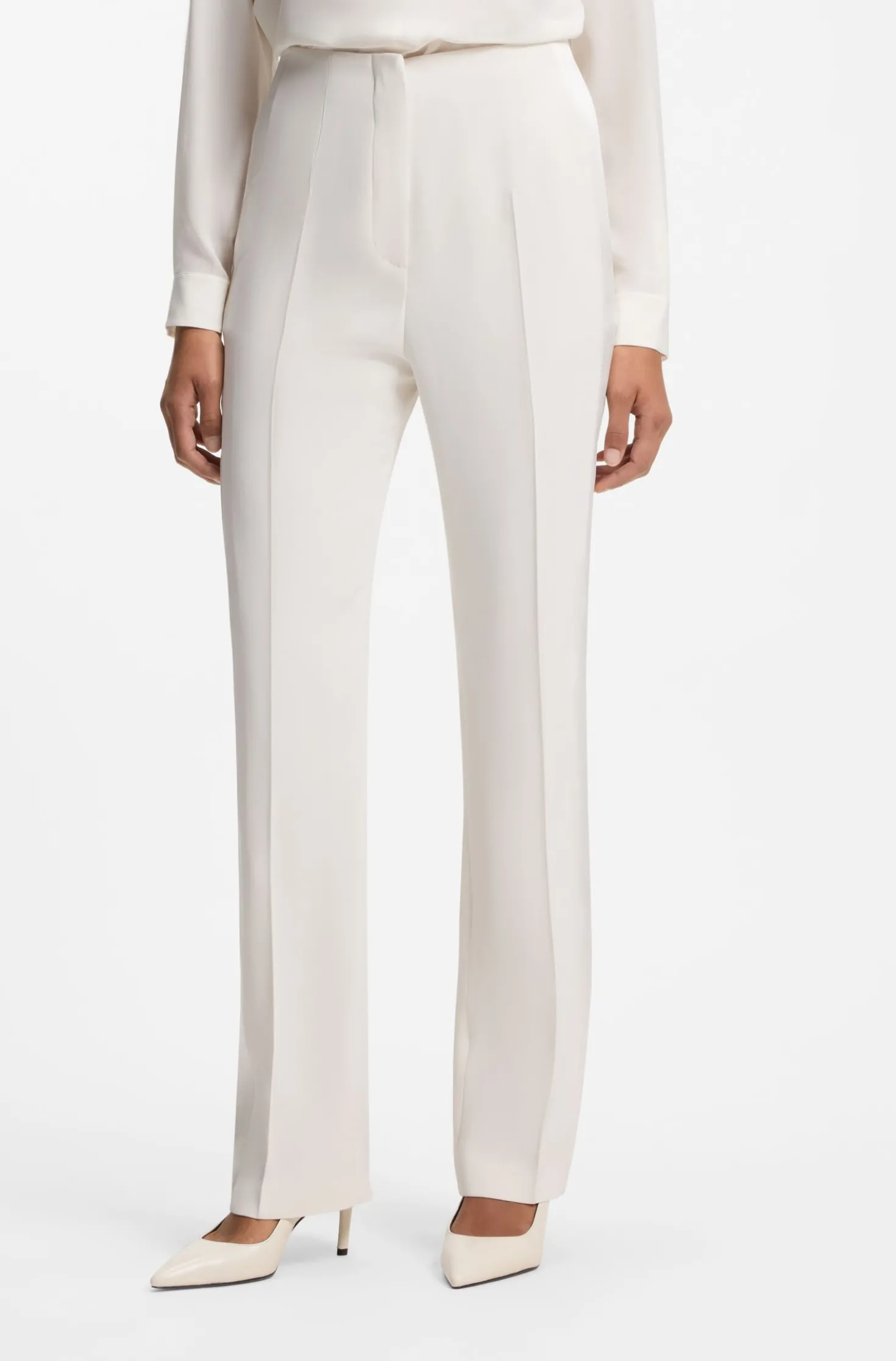 Straight-fit trousers in matte fabric