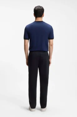 Straight-fit wool-blend trousers with drawstring waist