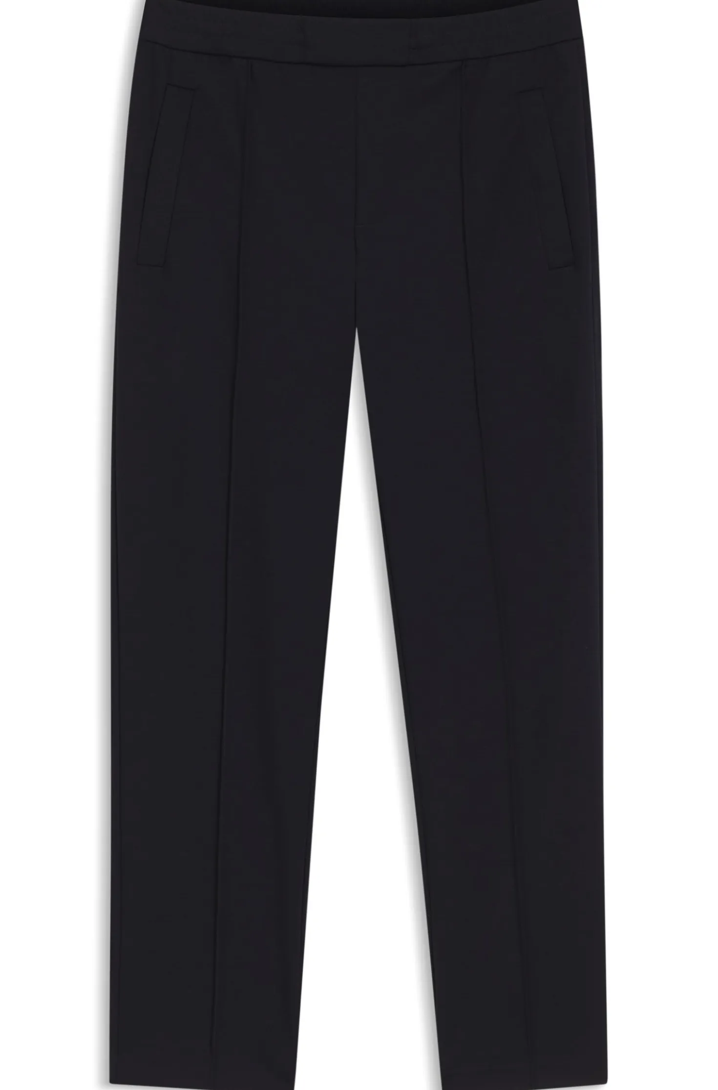 Straight-fit wool-blend trousers with drawstring waist