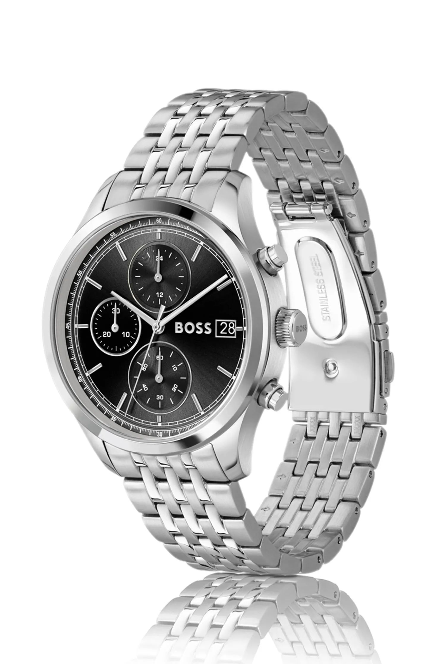 Stratus chronograph watch with seven-link bracelet