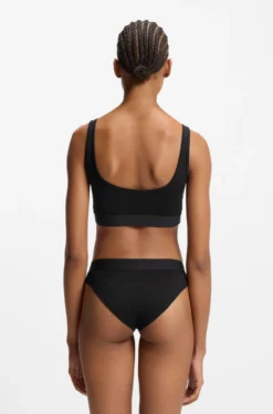 Stretch-cotton briefs with red logo label