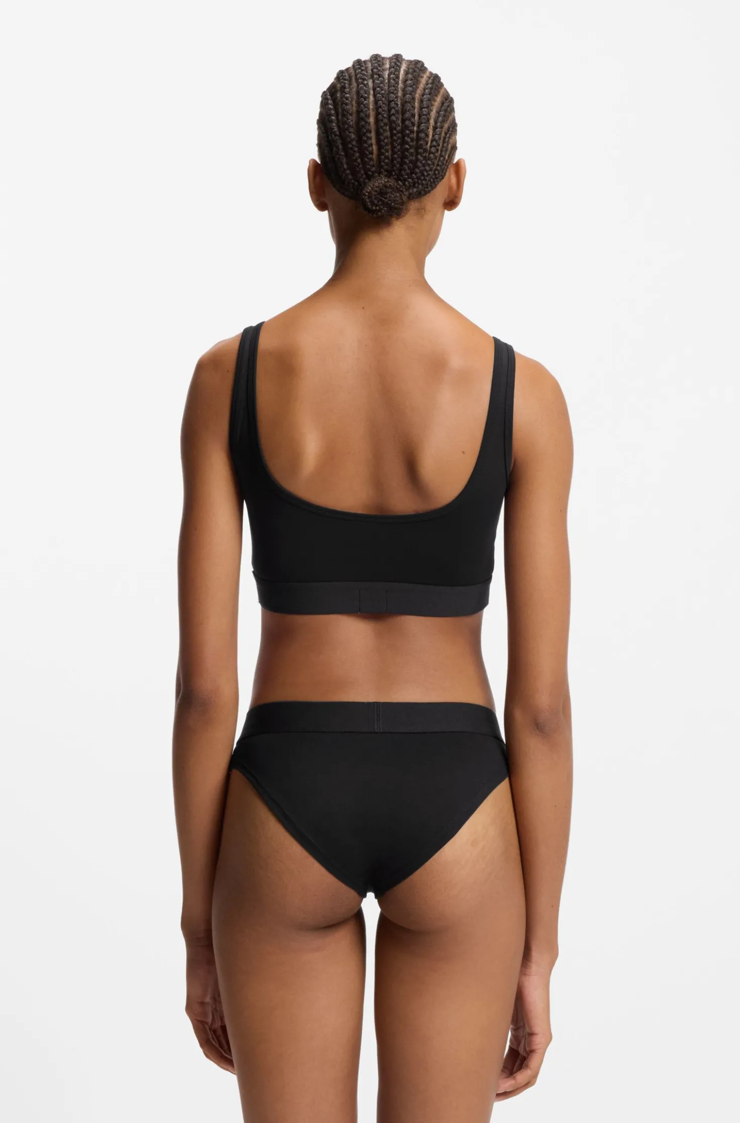 Stretch-cotton briefs with red logo label