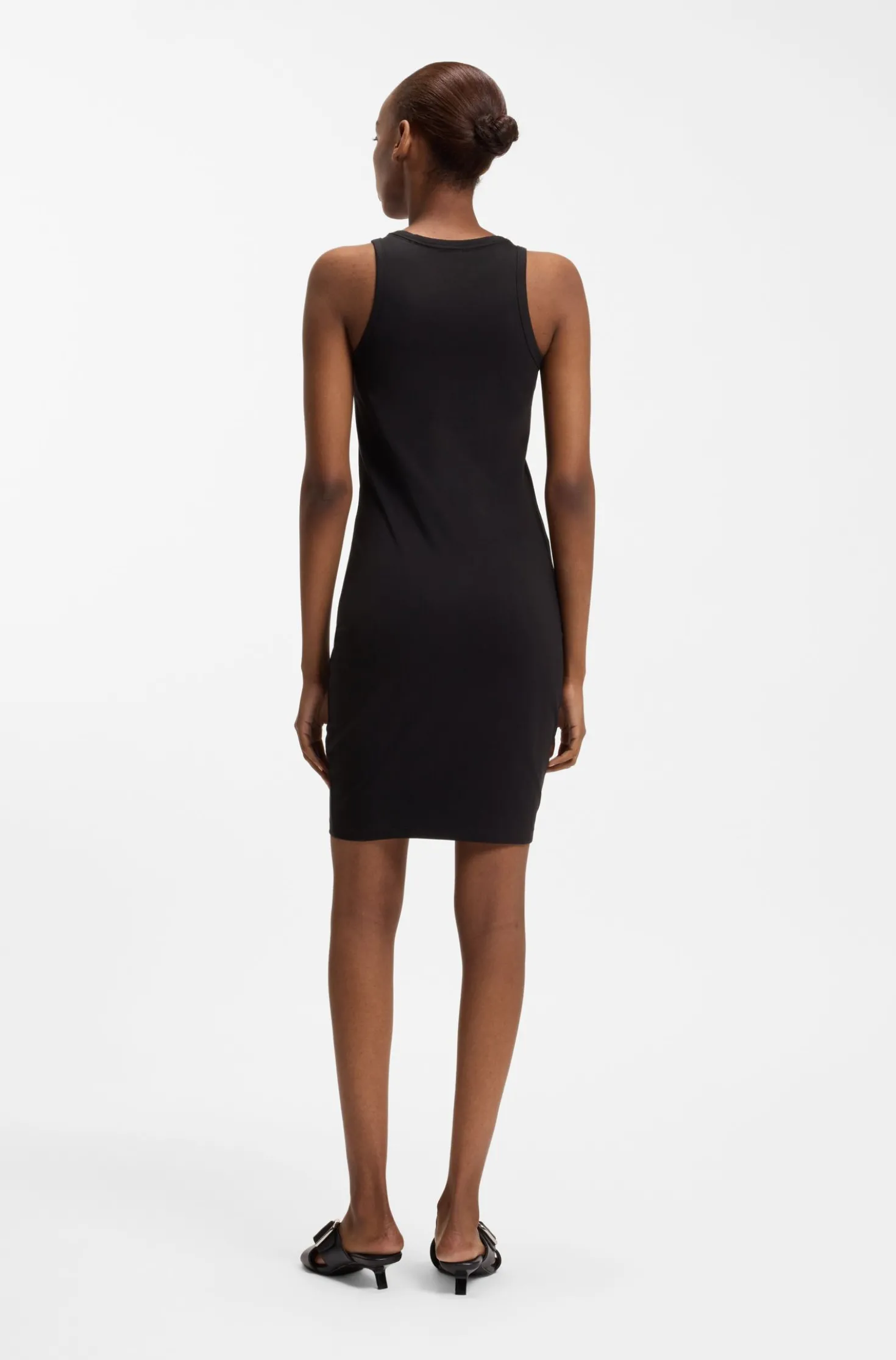 Stretch-cotton dress with Happy HUGO