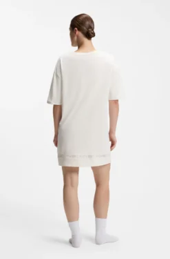 Stretch-cotton night dress with mesh insert