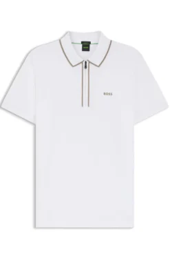 Stretch-cotton polo shirt with contrast stripes