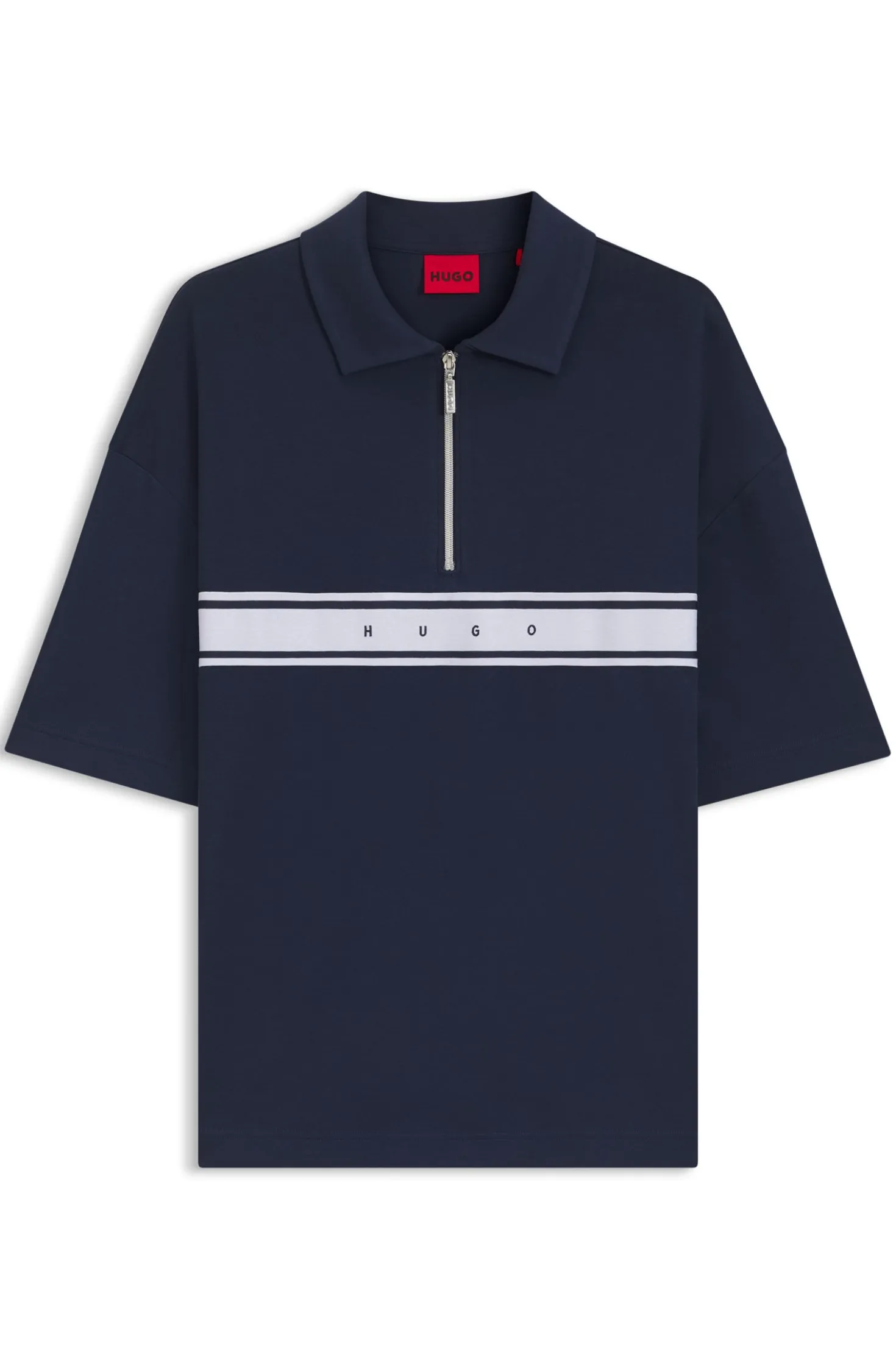 Stretch-cotton polo shirt with logo tape