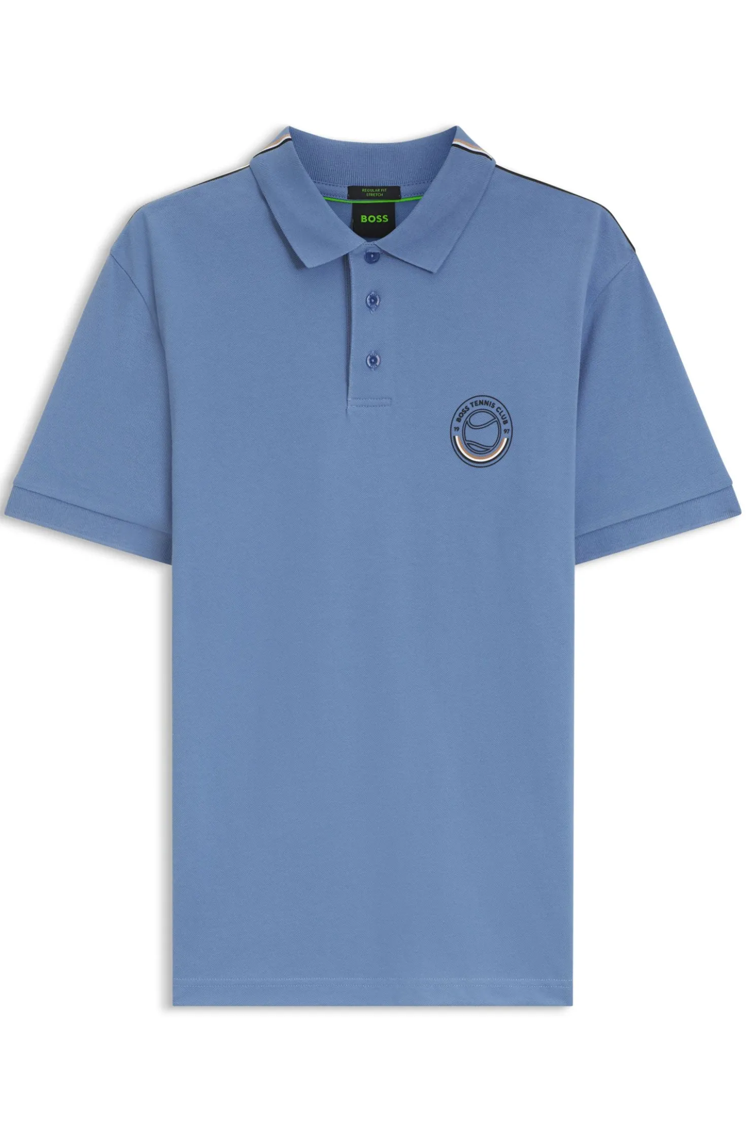 Stretch-cotton polo shirt with tennis-inspired logo