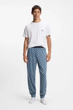 Stretch-cotton pyjama bottoms with stacked-logo print