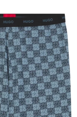 Stretch-cotton pyjama bottoms with stacked-logo print
