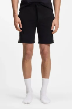 Stretch-cotton pyjama shorts with signature-stripe trims