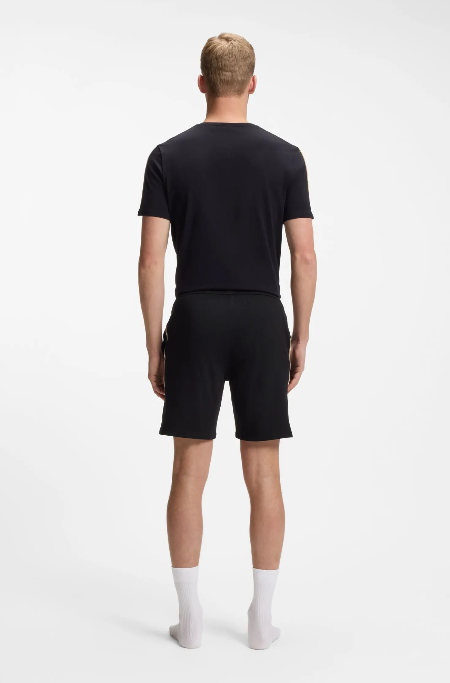 Stretch-cotton pyjama shorts with signature-stripe trims