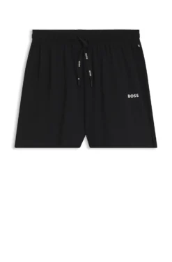 Stretch-cotton pyjama shorts with branded cords