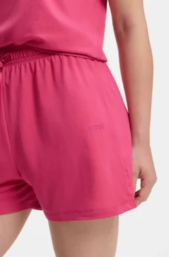 Stretch-cotton pyjama shorts with branded cords