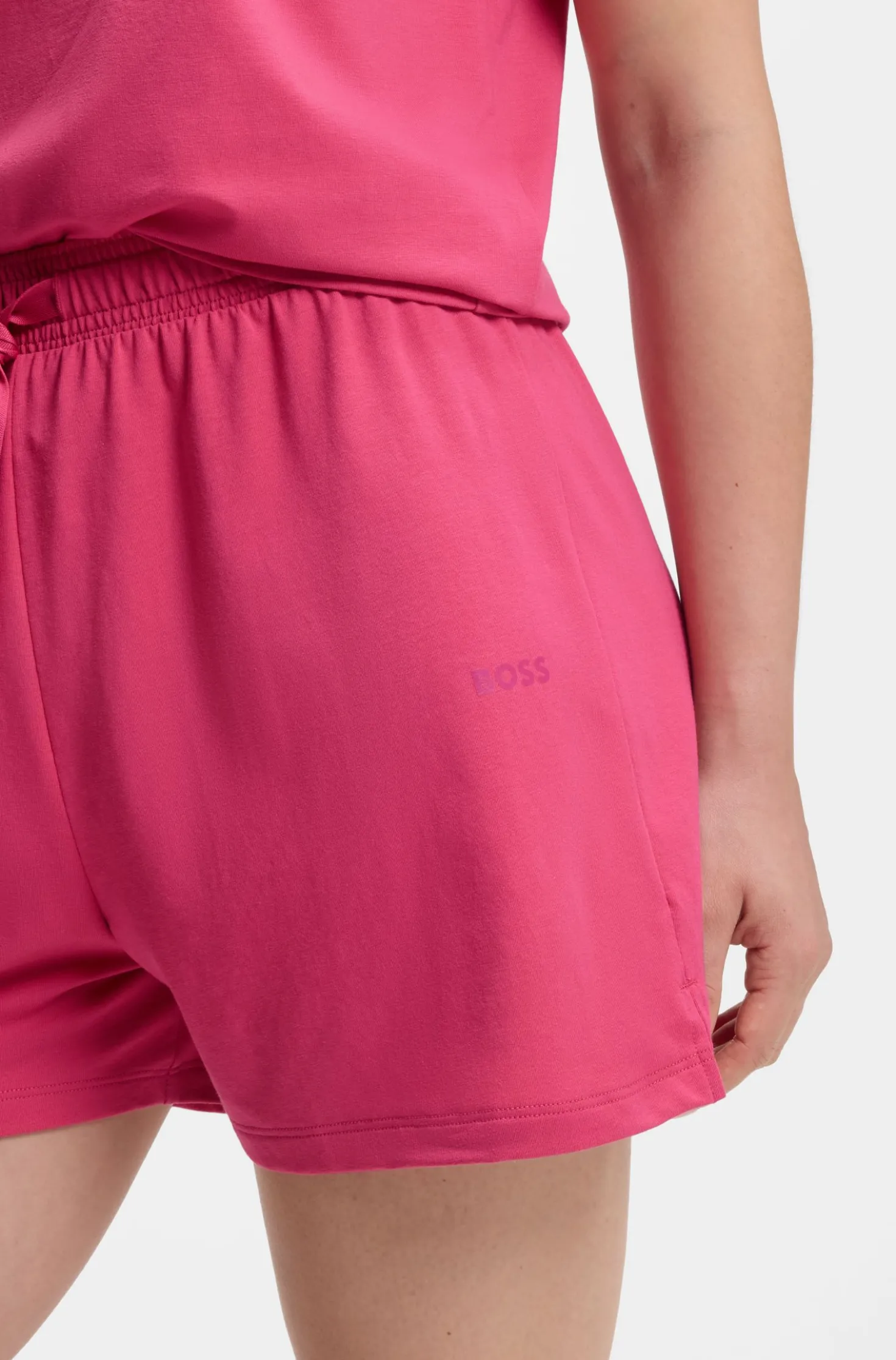 Stretch-cotton pyjama shorts with branded cords