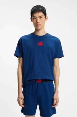 Stretch-cotton pyjamas with logo labels