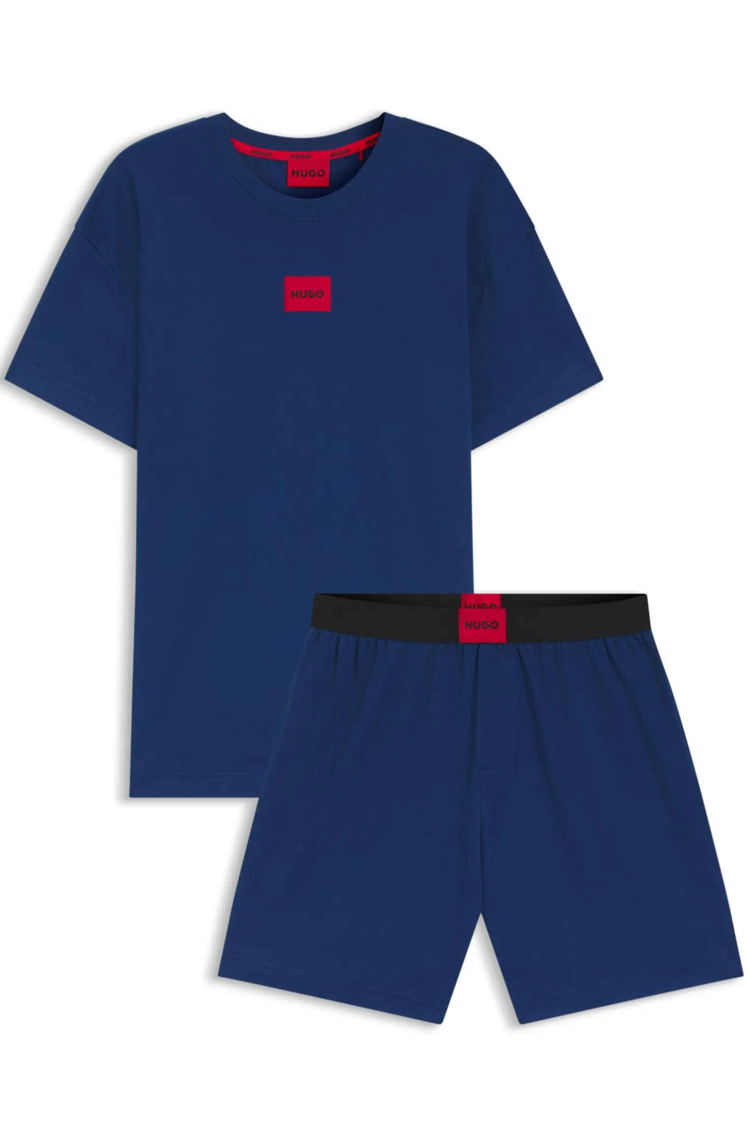 Stretch-cotton pyjamas with logo labels