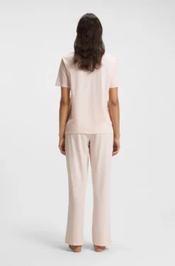 Stretch-cotton pyjama T-shirt with logo print