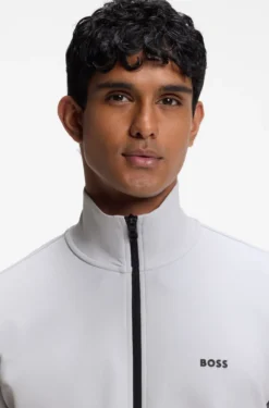 Stretch-cotton regular-fit tracksuit set with stripe inserts