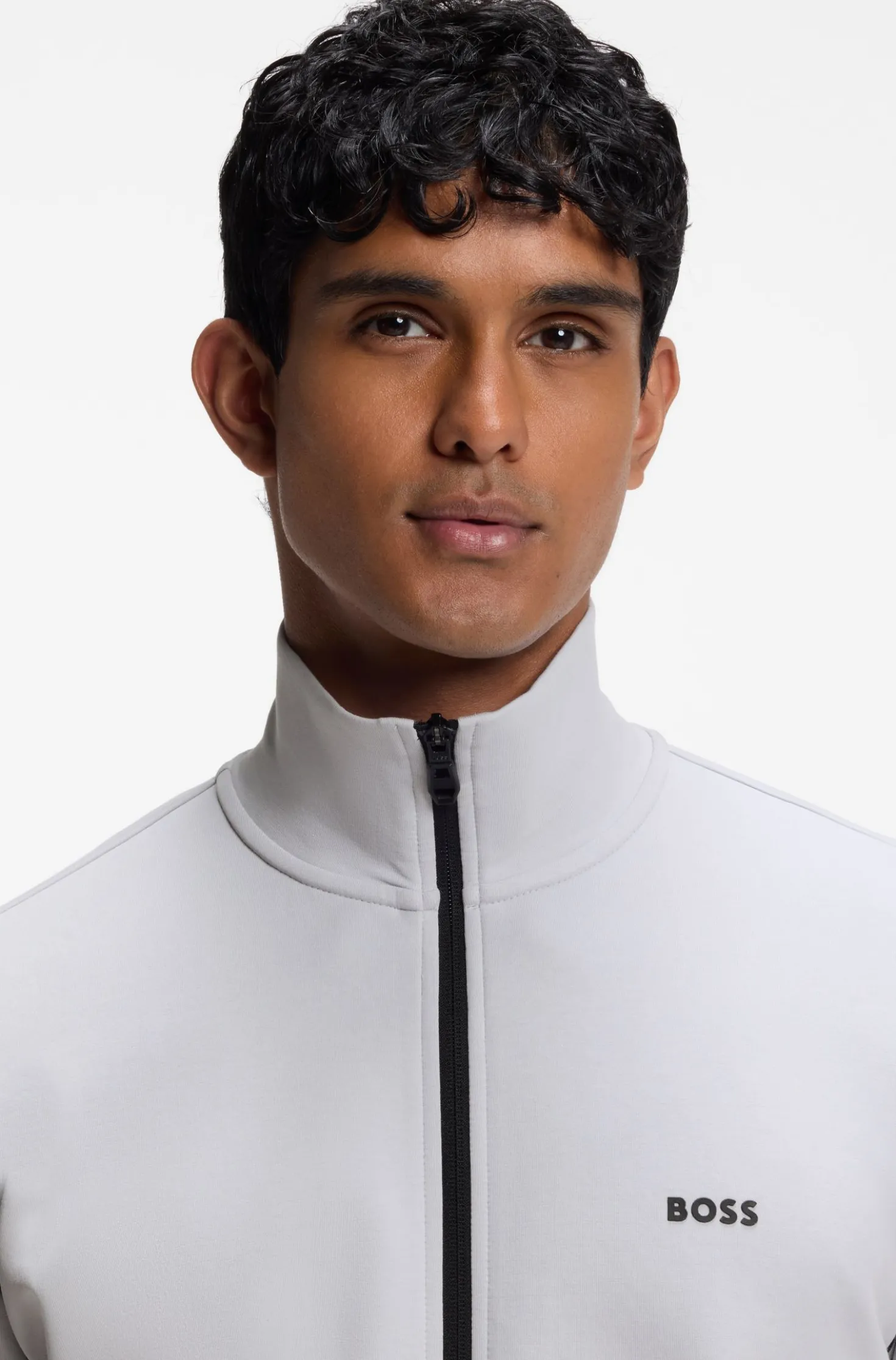 Stretch-cotton regular-fit tracksuit set with stripe inserts