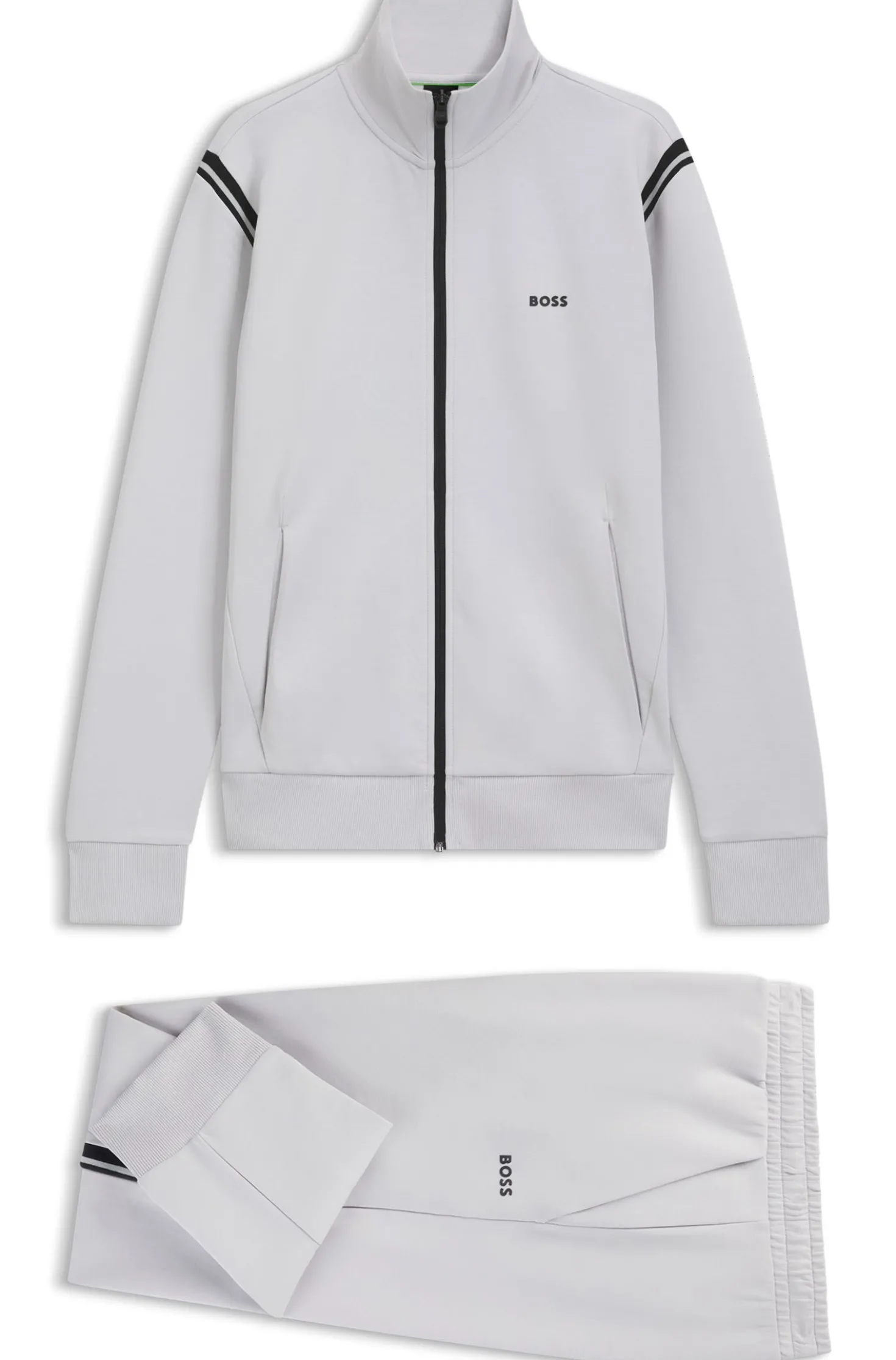 Stretch-cotton regular-fit tracksuit set with stripe inserts