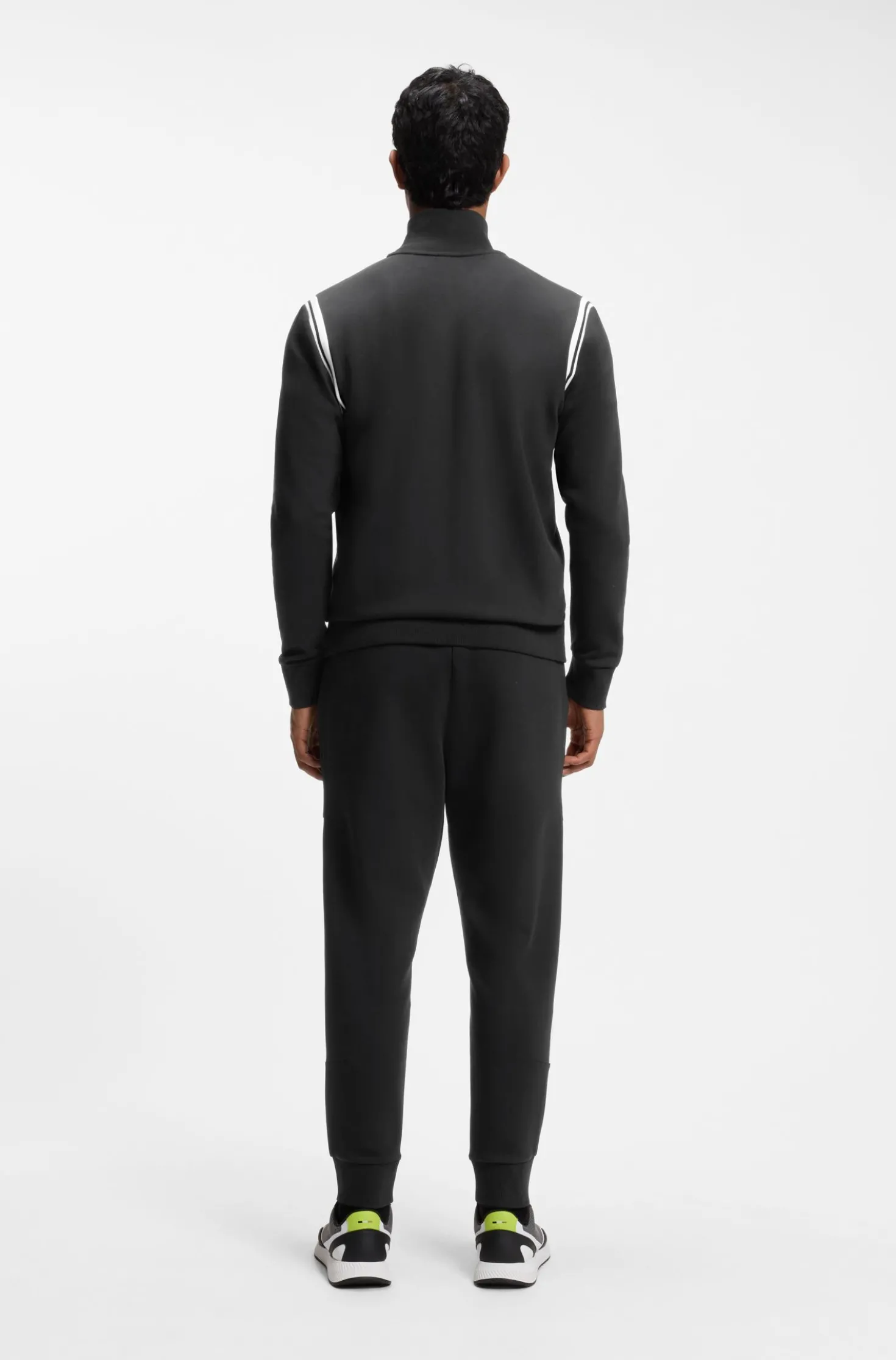 Stretch-cotton regular-fit tracksuit set with stripe inserts