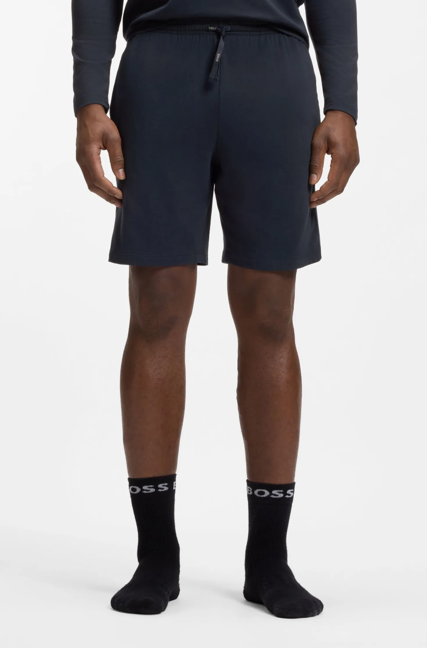 Stretch-cotton shorts with embroidered logo