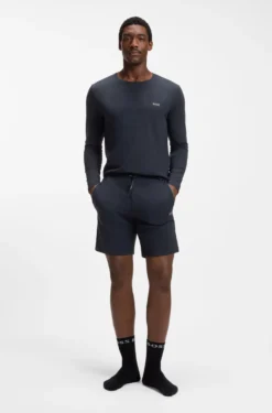 Stretch-cotton shorts with embroidered logo