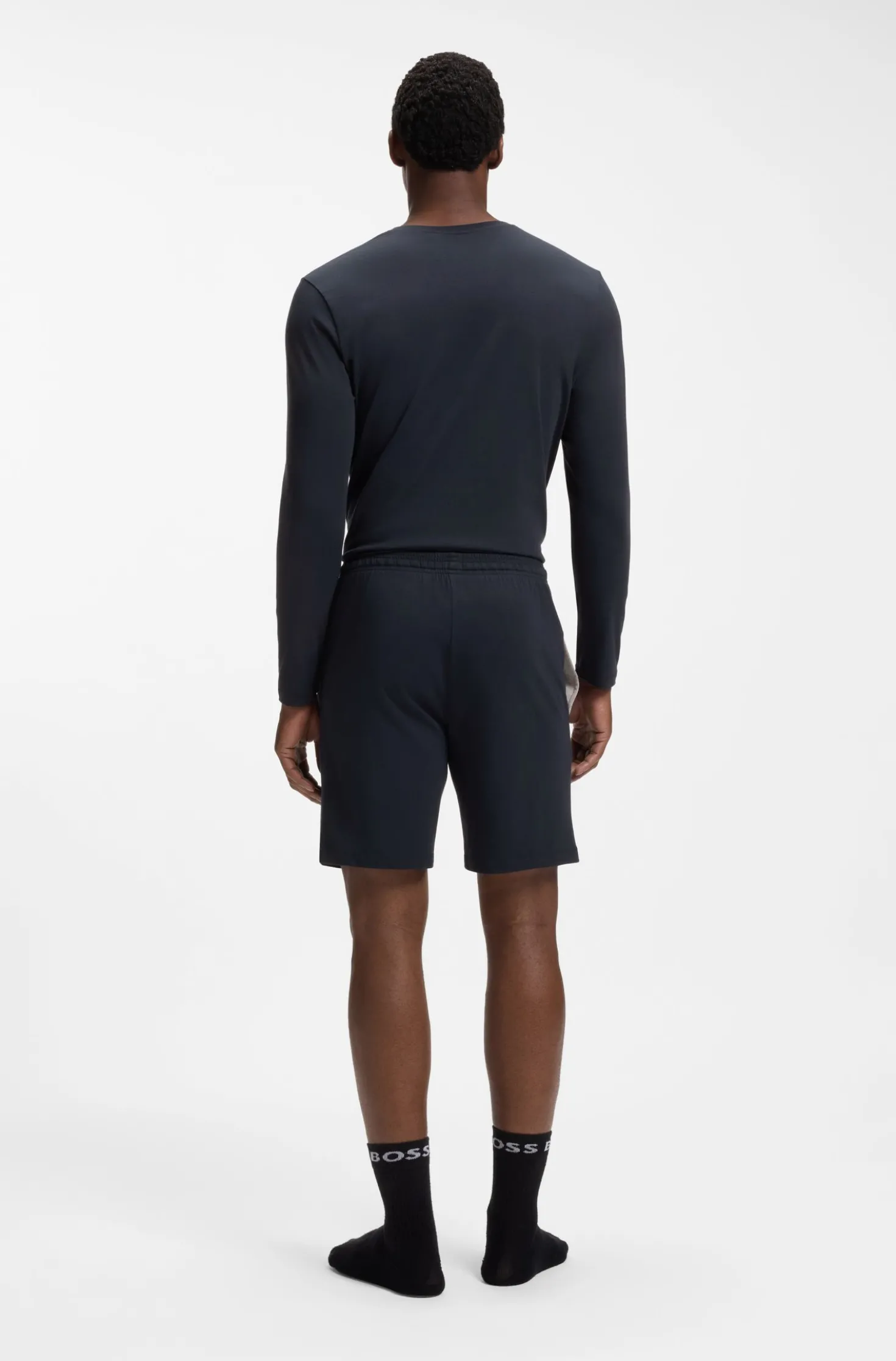 Stretch-cotton shorts with embroidered logo