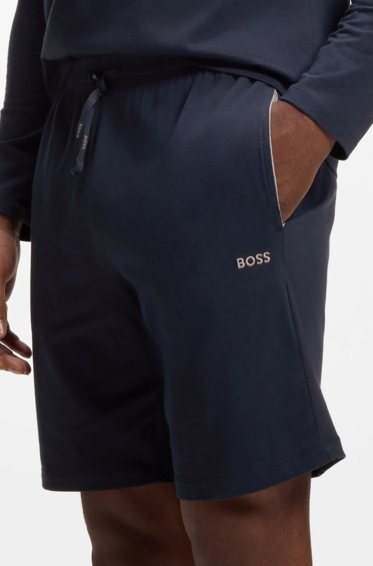 Stretch-cotton shorts with embroidered logo