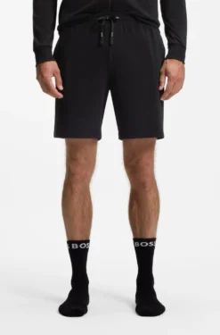 Stretch-cotton shorts with embroidered logo
