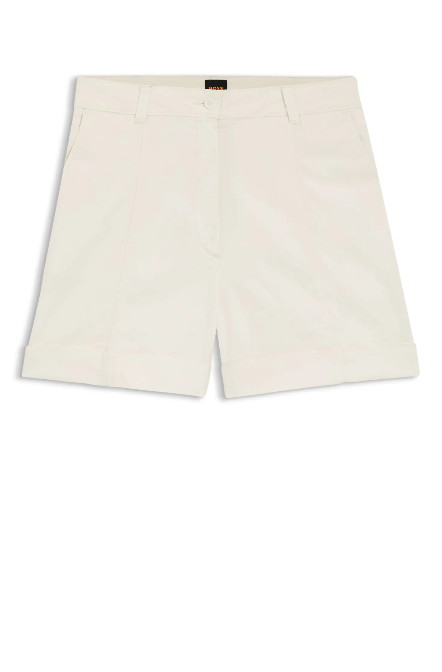 Stretch-cotton shorts with turn-up hems