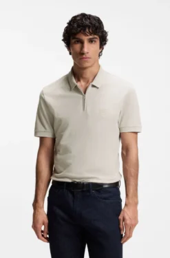 Stretch-cotton slim-fit polo shirt with logo patch