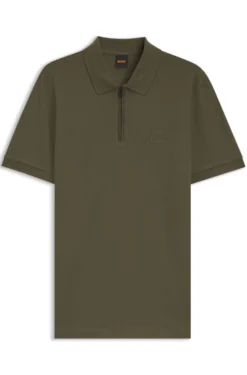 Stretch-cotton slim-fit polo shirt with logo patch